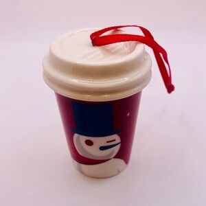 Starbucks Snowman Cup Ornament 2012 Ceramic Holiday Collectible 2.75”